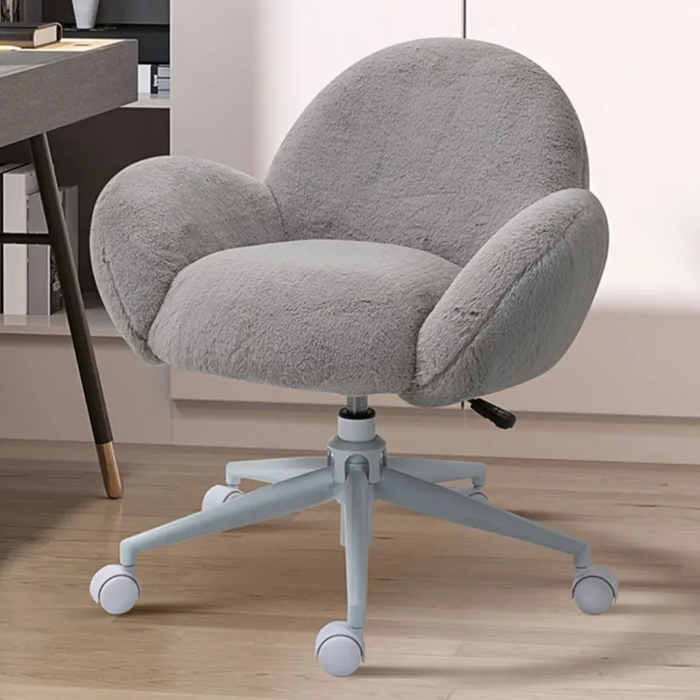Fluffy Swivel Office Chair - Grey