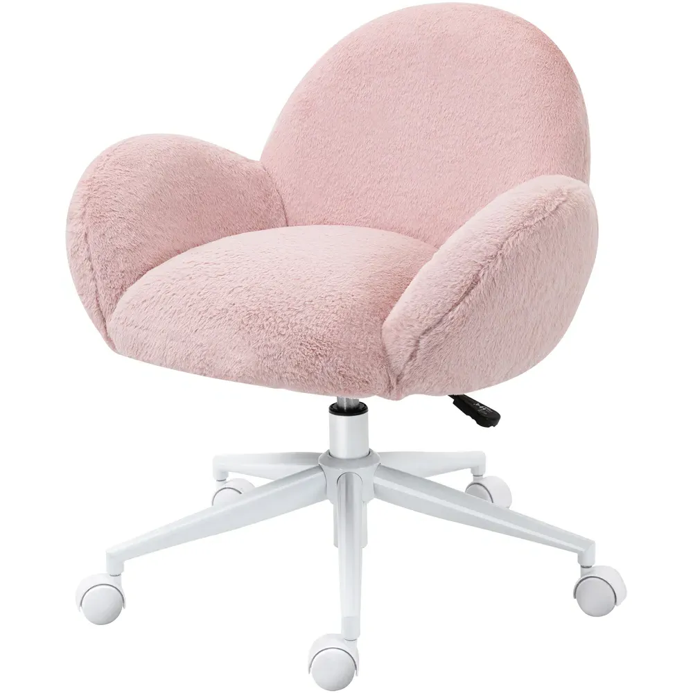 Fluffy Swivel Office Chair - Pink