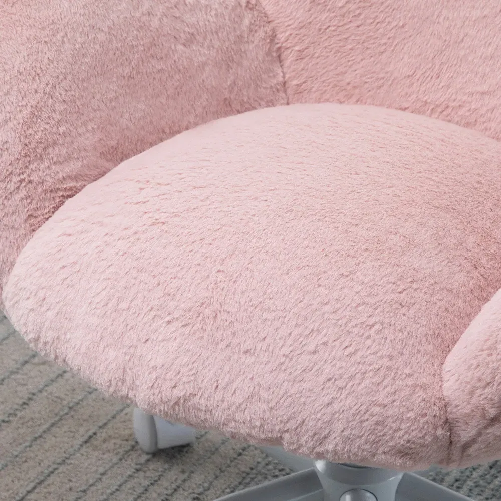 Fluffy Swivel Office Chair - Pink