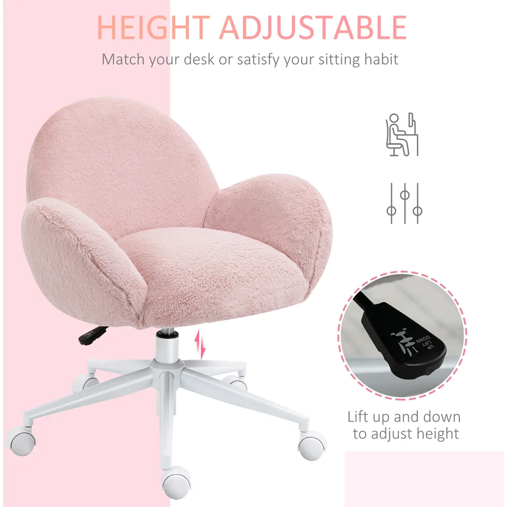 Fluffy Swivel Office Chair - Pink
