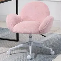 Fluffy Swivel Office Chair - Pink