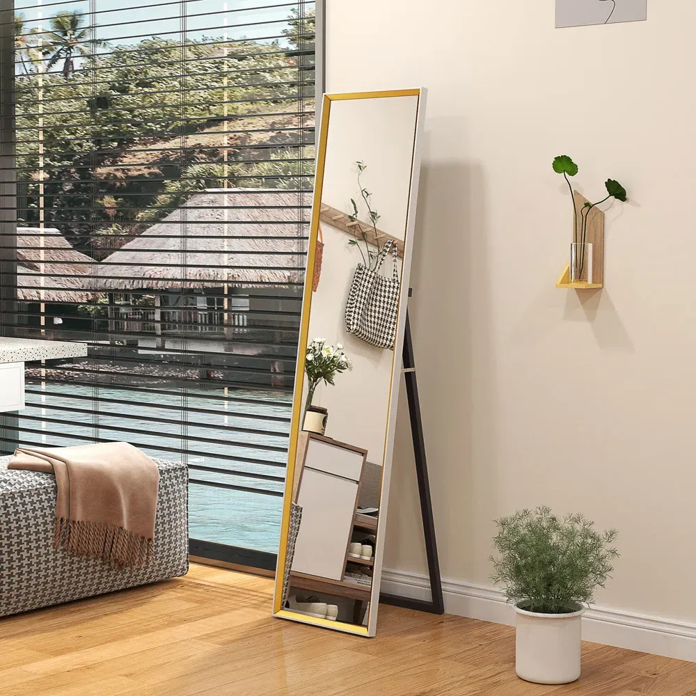 Full Length Mirror with Stand - White