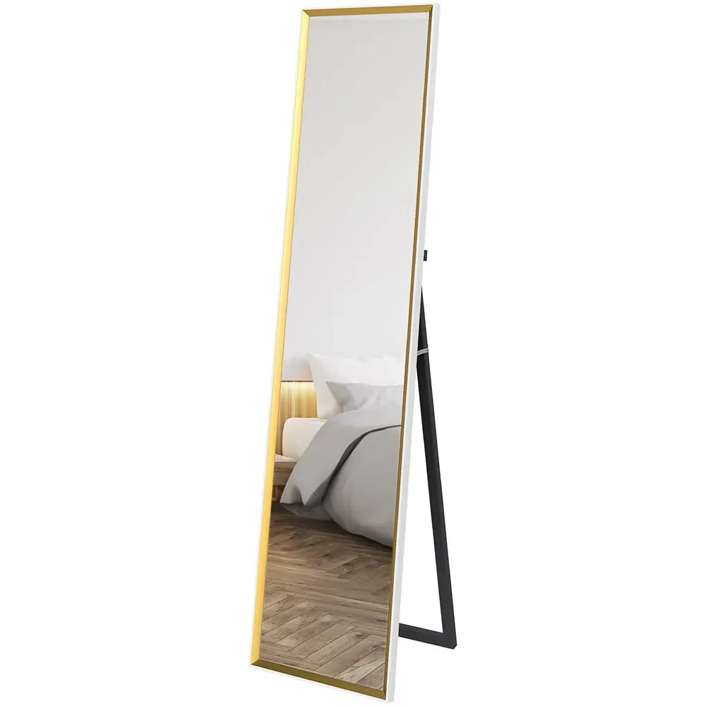 Full Length Mirror with Stand - White image