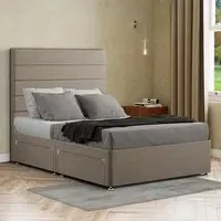 George Double Divan Bed with 2 Drawer - Beige, Linen