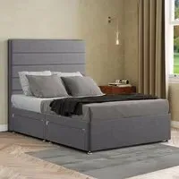 George Double Divan Bed with 2 Drawer - Grey, Linen