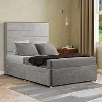 George Double Divan Bed with 2 Drawer - Silver, Plush