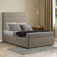 George King Size Divan Bed with 2 Drawer - Beige, Linen
