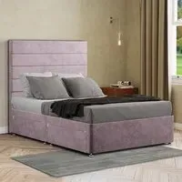 George King Size Divan Bed with 2 Drawer - Pink, Plush