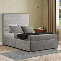 George Single Divan Bed with 2 Drawer - Silver, Plush