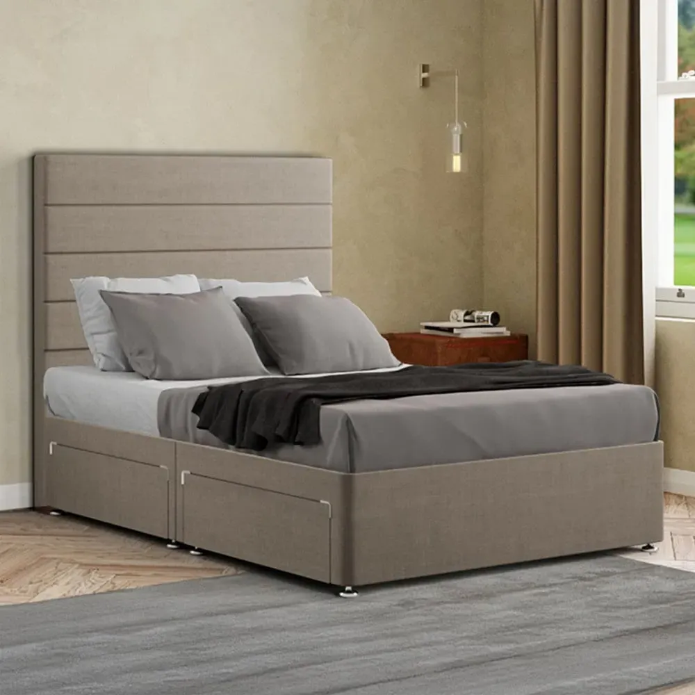 George Small Double Divan Bed with 2 Drawer - Beige, Linen