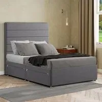 George Small Double Divan Bed with 2 Drawer - Grey, Linen