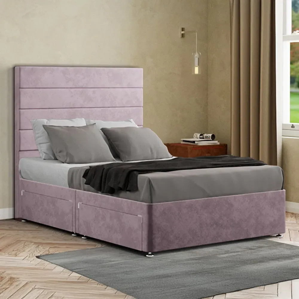 George Small Double Divan Bed with 2 Drawer - Pink, Plush