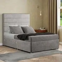 George Small Double Divan Bed with 2 Drawer - Silver, Plush