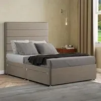 George Super King Divan Bed with 2 Drawer - Beige, Linen