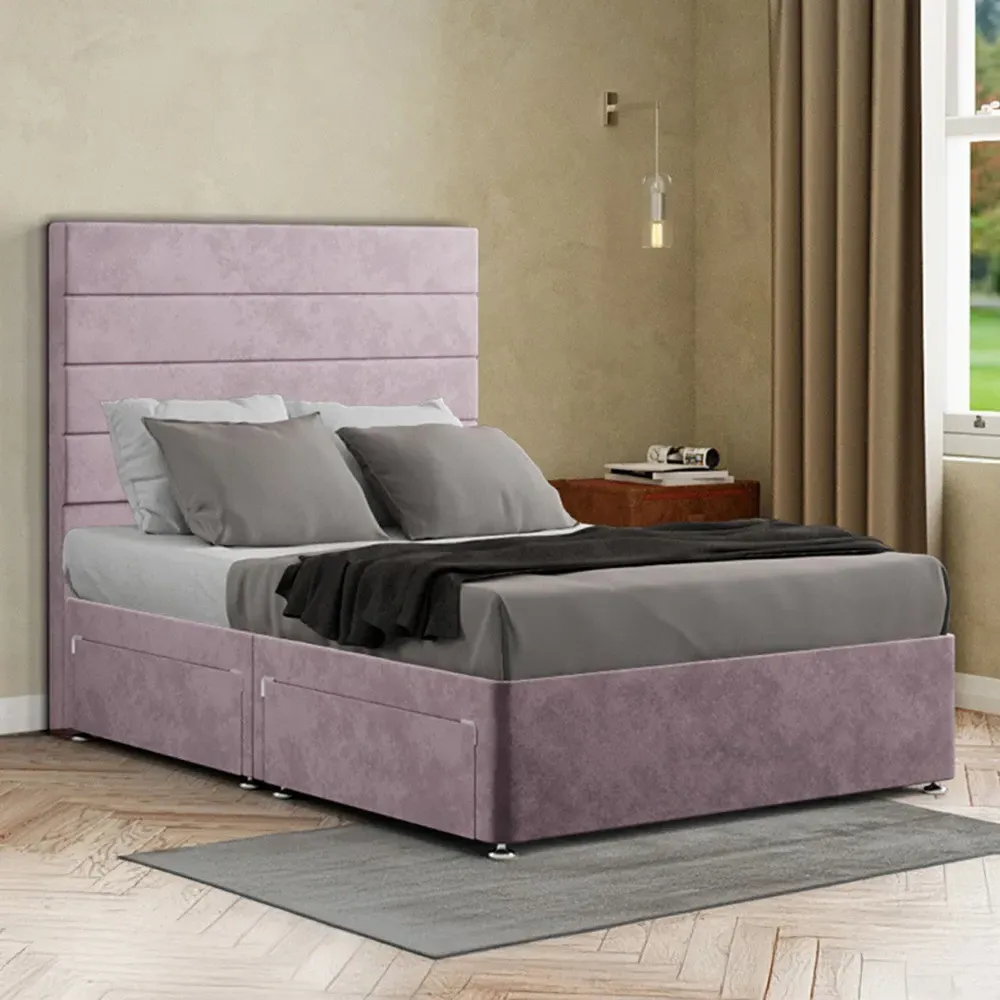 George Super King Divan Bed with 2 Drawer - Blush, Plush