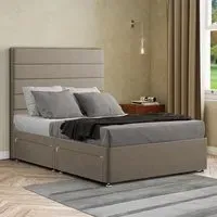 George Super King Divan Bed with 2 Drawer - Cream, Malham Weave