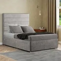 George Super King Divan Bed with 2 Drawer - Silver, Plush