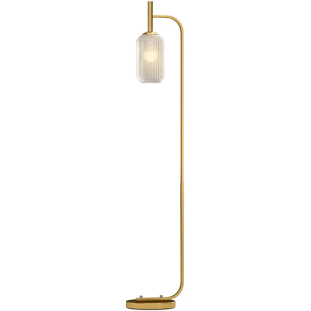 Glass Lampshade Floor Lamp - Gold image