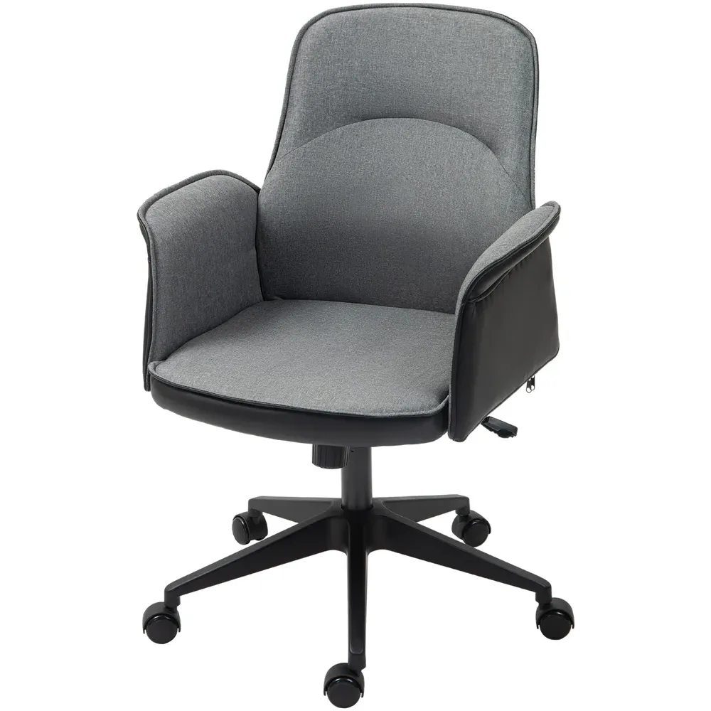Grey Linen Height Adjustable Swivel Office Chair
