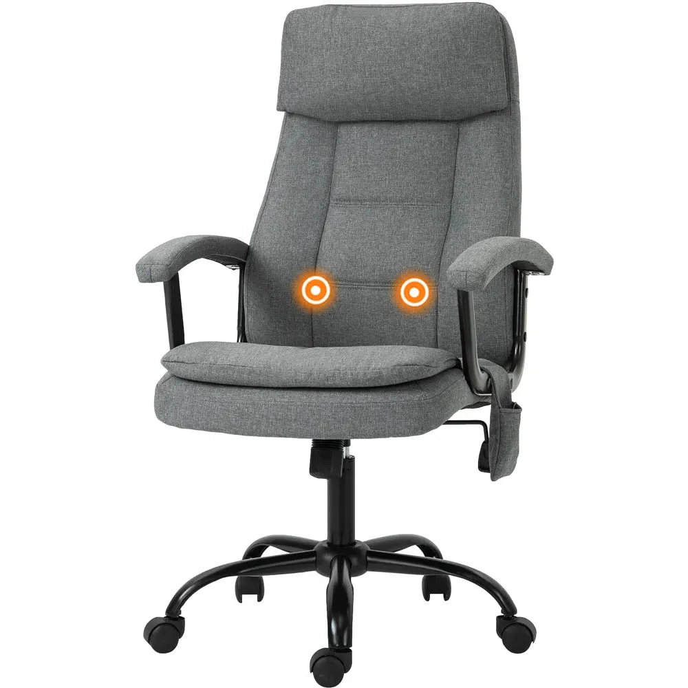 Grey Linen Look Swivel Massage Office Chair