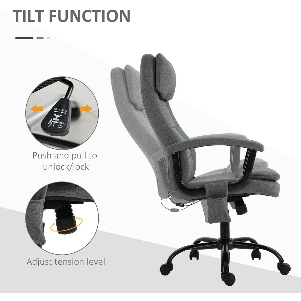Grey Linen Look Swivel Massage Office Chair