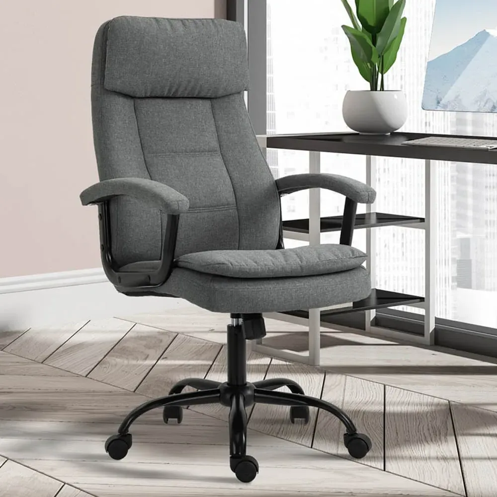 Grey Linen Look Swivel Massage Office Chair image