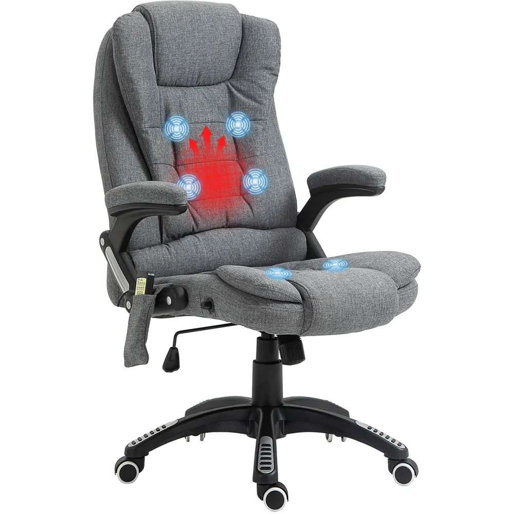Grey Linen Swivel Massage Recliner Office Chair