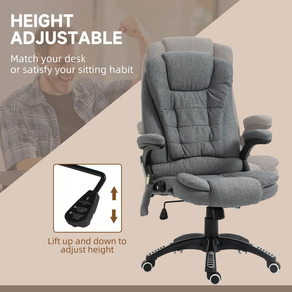 Grey Linen Swivel Massage Recliner Office Chair