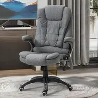 Grey Linen Swivel Massage Recliner Office Chair