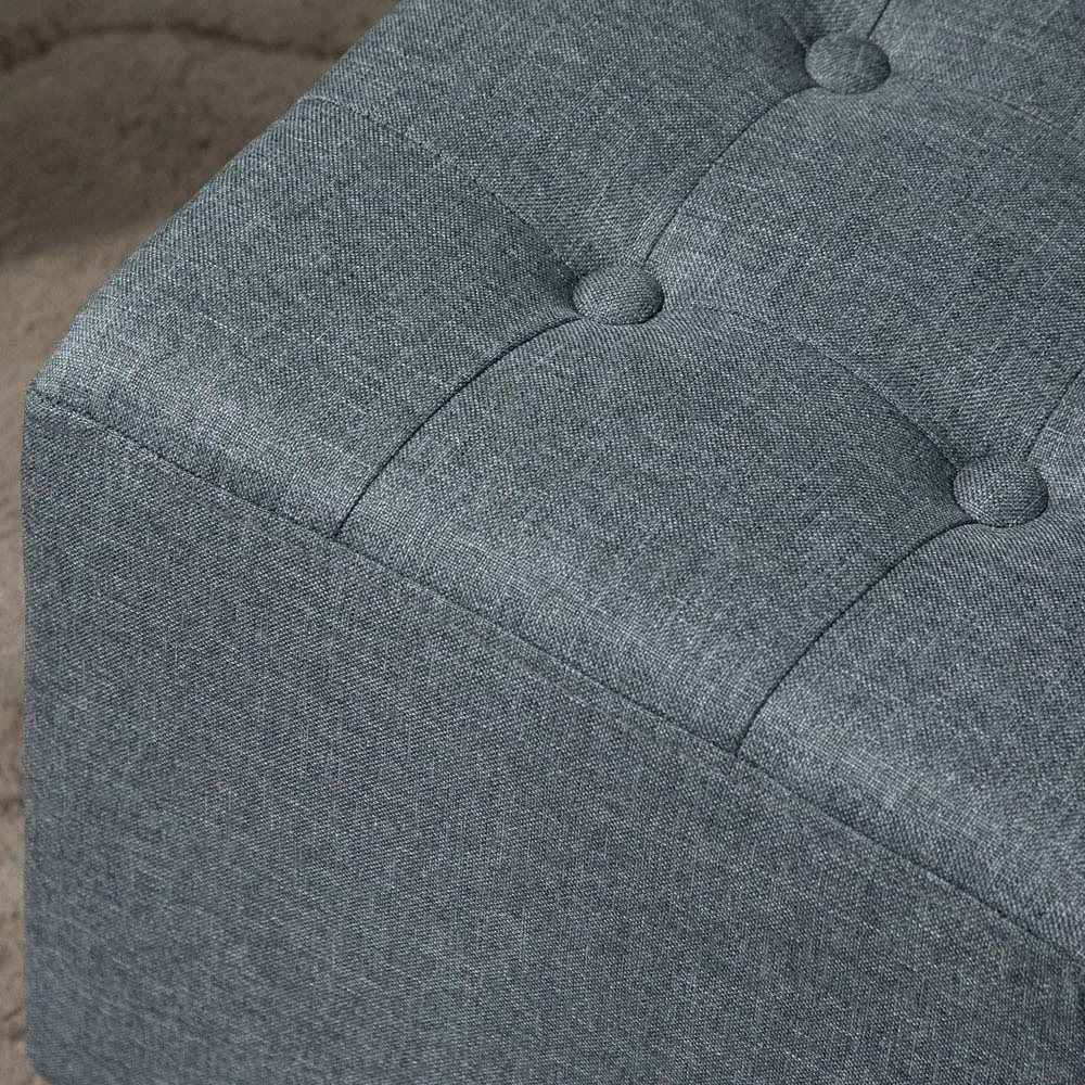 Grey Ottoman Footstool - Grey, Linen
