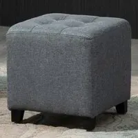Grey Ottoman Footstool - Grey, Linen