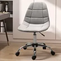 Grey Velvet Swivel Armless Office Chair
