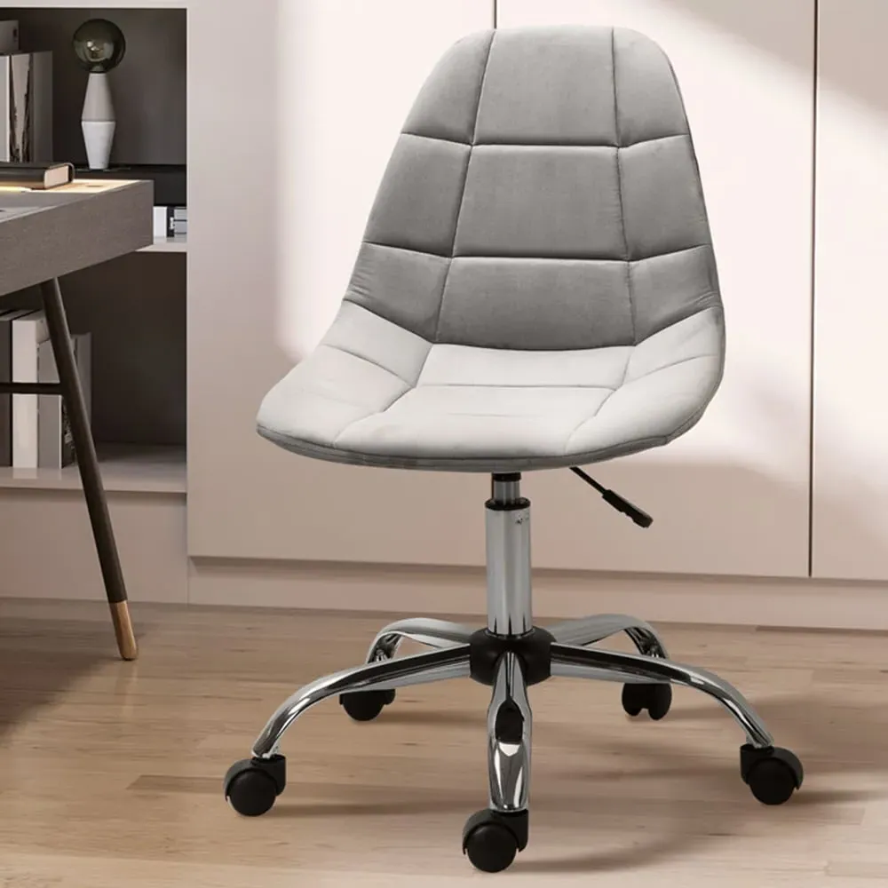 Grey Velvet Swivel Armless Office Chair image