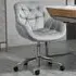 Grey Velvet Swivel Office Chair with Arms