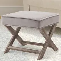 Grey Vintage Footstool - Velvet