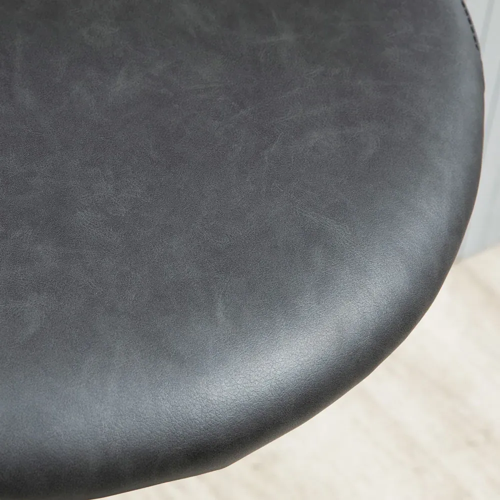 Height Adjustable Bar Stool Set of 2 - Grey, PU Leather