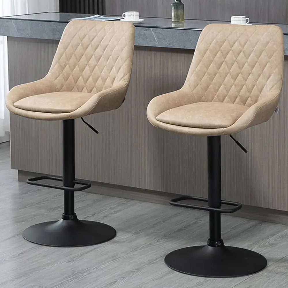 Height Adjustable Bar Stool Set of 2 - Light Khaki