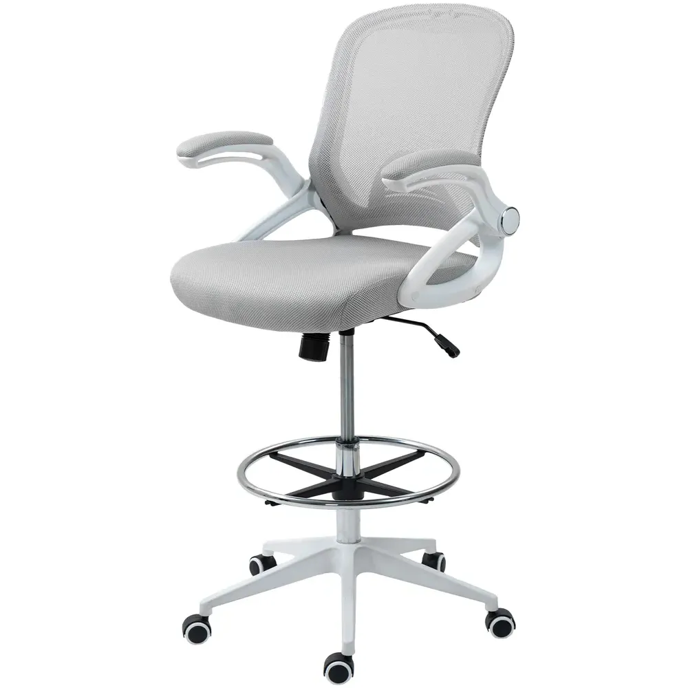 Height Adjustable Mesh Draughtsman Chair - Grey
