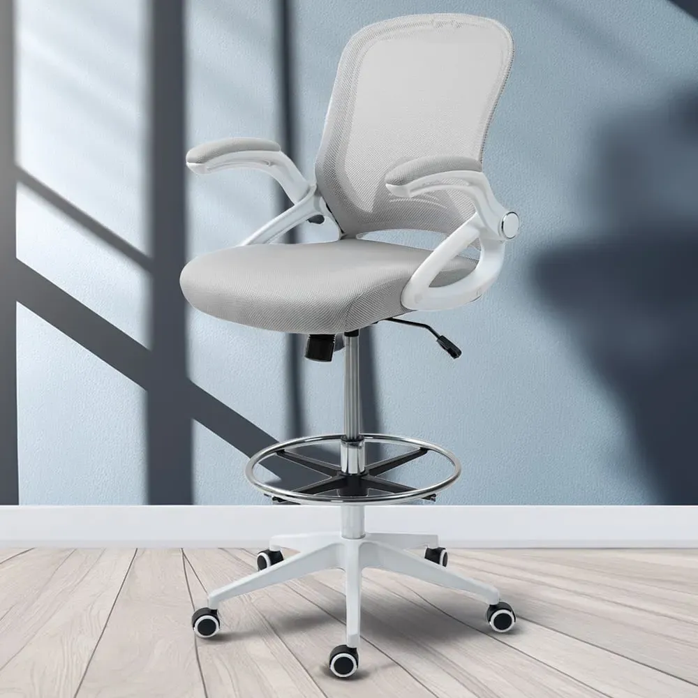 Height Adjustable Mesh Draughtsman Chair - Grey