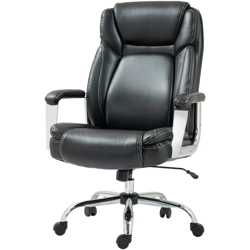 Height Adjustable Office Chair - Black, Faux Leather