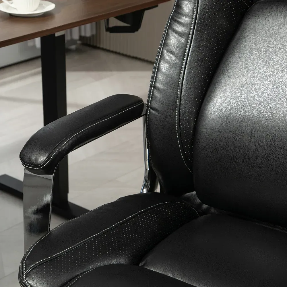 Height Adjustable Office Chair - Black, Faux Leather