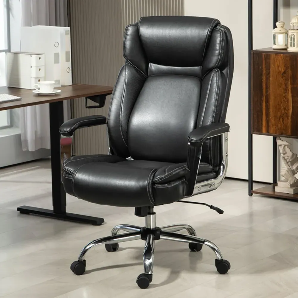 Height Adjustable Office Chair - Black, Faux Leather