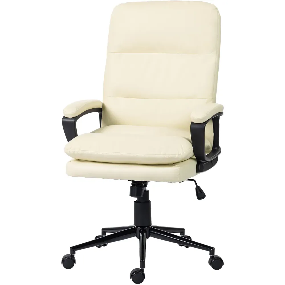 Height Adjustable Office Chair - White, PU Leather