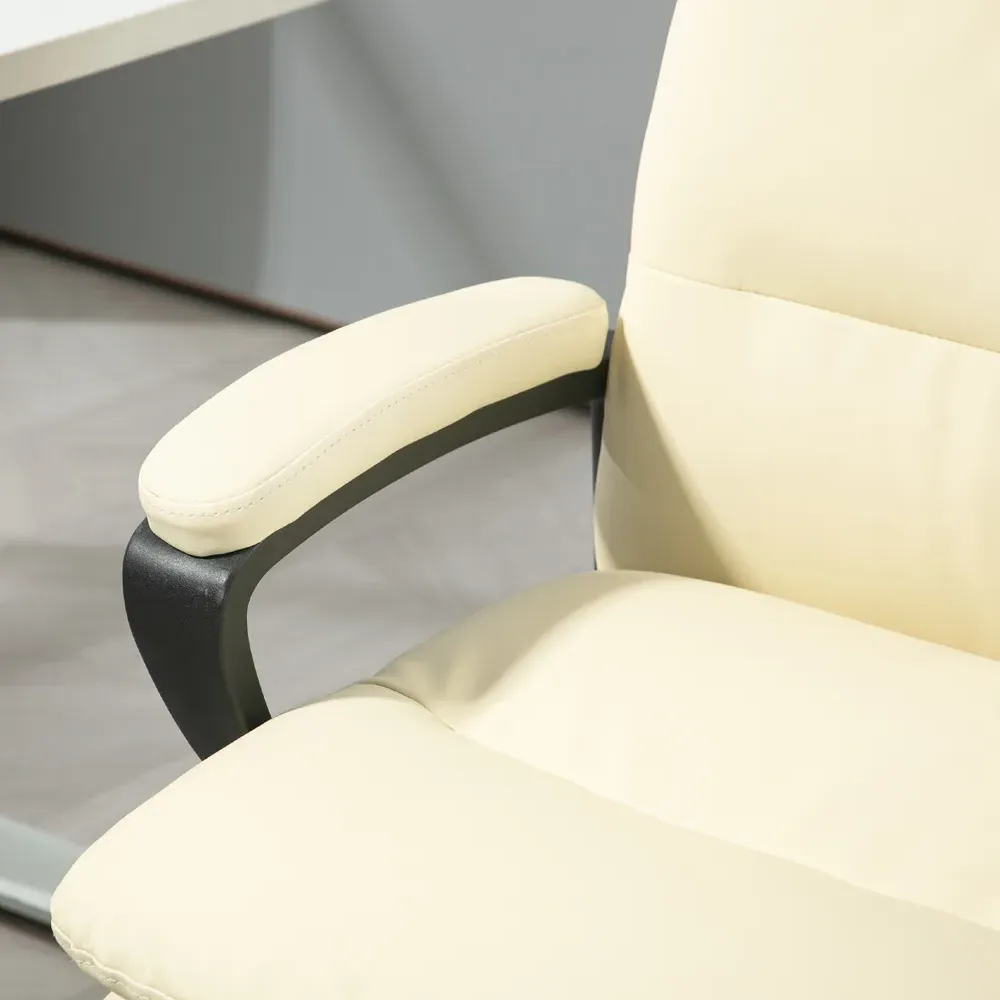 Height Adjustable Office Chair - White, PU Leather