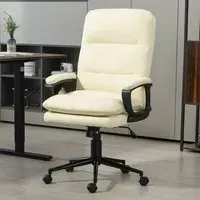 Height Adjustable Office Chair - White, PU Leather