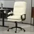 Height Adjustable Office Chair - White, PU Leather