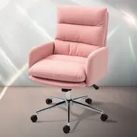 Height Adjustable Office Desk Chair - Pink, Sherpa Fleece