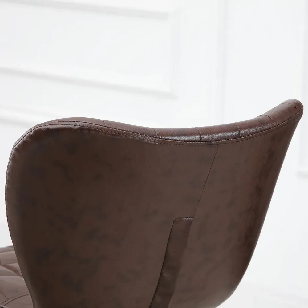 Height Adjustable Swivel Bar Stool Set of 2 - Brown, PU Leather