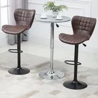 Height Adjustable Swivel Bar Stool Set of 2 - Brown, PU Leather