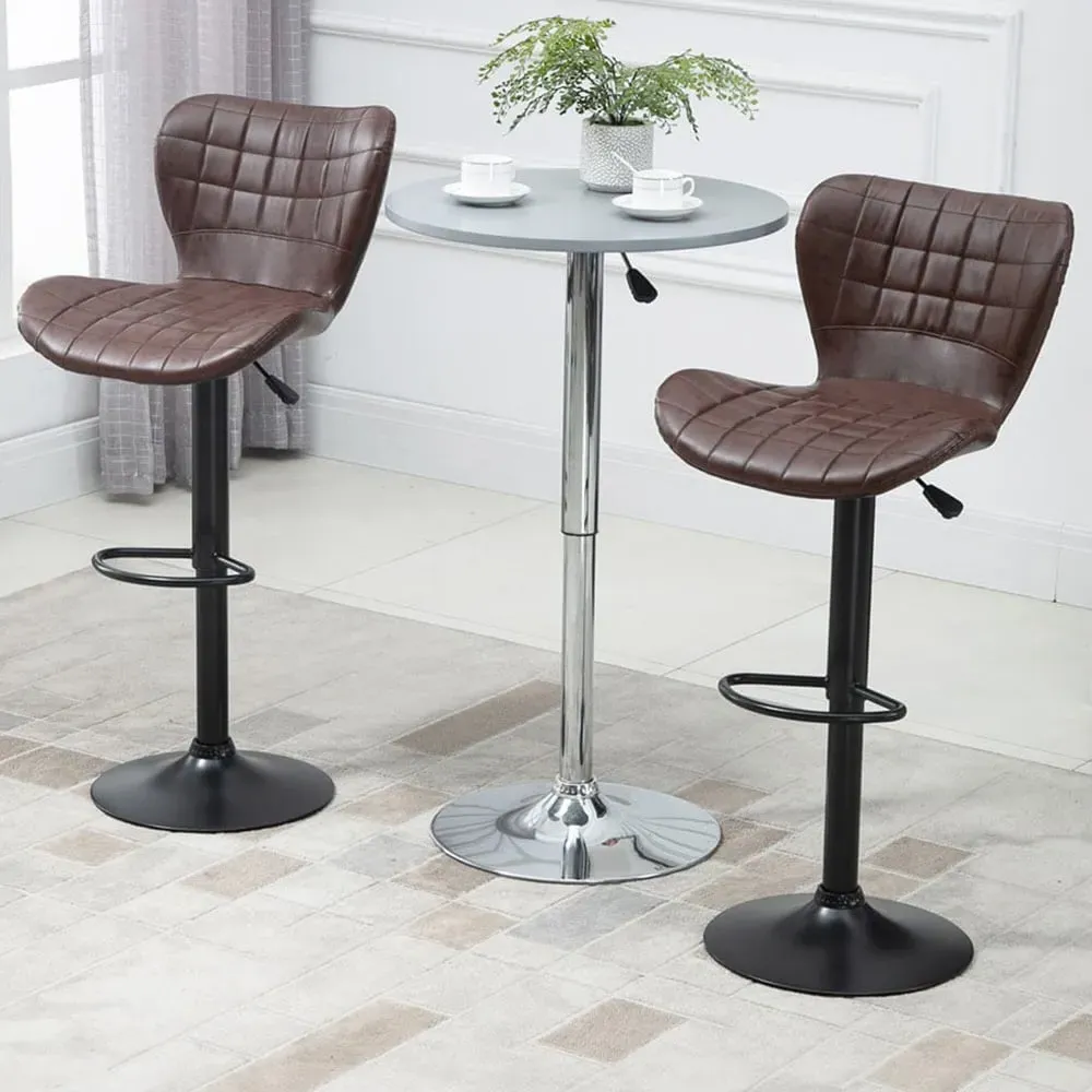 Height Adjustable Swivel Bar Stool Set of 2 - Brown, PU Leather image
